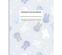 Cute Composition Notebook: A Wide Ruled Lined Notebook Journal for Teens, Girls, Adorable Bunny Pattern Book, Aesthetic Pastel Blue Writing Book