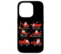 Cute Construction Trucks & Valentines Hearts Case for iPhone 14 Pro