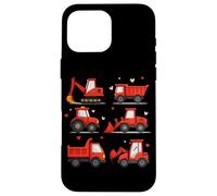 Cute Construction Trucks & Valentines Hearts Case for iPhone 16 Pro Max