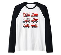 Cute Construction Trucks & Valentines Hearts Raglan Baseball Tee