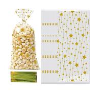 Cute Cookie Bags, Star Pattern Pouches, 50 Pieces Homemade Cookie Packaging for Stocking Stuffers, Paper Material, Candy Bag Set with Transparent Design, Packaging Tool for Holidays