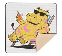 Cute Cool Summer Hippo Orange Soft Padded Baby Gym Play mat for Floor Lightweight Foldable Infant Play Mat for Babies Infants Toddlers, 50'' x 50''tapete de gimnasio para