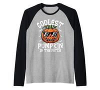 Cute Coolest Pumpkin In The Patch Halloween Boys Girls Kids Raglan Baseball Tee