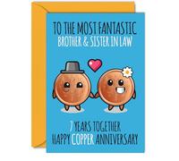 Cute Copper Anniversary Card for Brother & Sister In Law - 7 Years Together - Happy 7th Wedding Anniversary Cards for Sister In Law Brother, A5 Greeting Cards Anniversaries