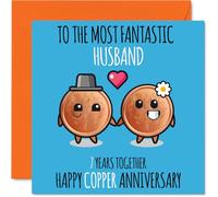 Cute Copper Anniversary Card for Husband - 7 Years Together - Happy 7th Wedding Anniversary Cards for Husband from Wife, 145mm Greeting Cards Anniversaries