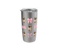 Cute Coquette Pug Pink Bows for Dog Lovers & Pug Owners Stainless Steel Insulated Tumbler