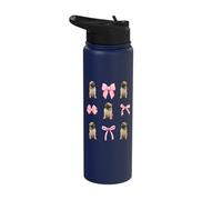 Cute Coquette Pug Pink Bows for Dog Lovers & Pug Owners Stainless Steel Insulated Water Bottle