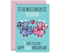 Cute Coral Anniversary Card for Husband, 35 Years Together