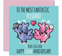 Cute Coral Anniversary Card for Husband - 35 Years Together - Happy 35th Wedding Anniversary Cards for Husband from Wife, 145mm Greeting Cards Anniversaries