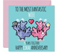 Cute Coral Anniversary Card for Wife - 35 Years Together - Happy 35th Wedding Anniversary Cards for Wife from Husband, 145mm Greeting Cards Anniversaries