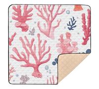 Cute Coral White2 Large Non-Slip Baby Gym & Activity Mat for Floor Non-Toxic Baby Play Tummy Time Mat for Babies Infants Toddlers, 50'' x 50''