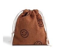 Cute Corduroy Change Coin Purse Small Pouch Bag Wallet by Coin Purses Pouches Coin Purse Pouch Change Purse With Zipper for Women, Pouch Brown, Cute Corduroy Smile Change Coin Purse