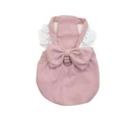 Cute Corduroy Dog Pumpkin Skirt with Pulling Buckle Pink Bow Puppy Dresses Soft Warm Spring Pet Clothing for Teddy Cat