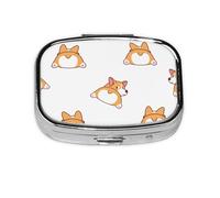 Cute Corgi Butt,Meta Pill Box 2 Compartment Medicine Case,Portable Organizer,Rectangle Meta Portable Organizer Pill Box 1847 Compartment Medicine Case