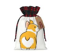 cute corgi butt Print Reusable Gift Bags with Drawstring - Xmas Holiday Party Favors Pouches for Christmas, Birthdays