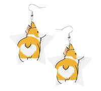 cute corgi butt Prints Leather star earrings Pendant Stylish and beautiful Lightweight Dangle for Women Girls