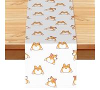 Cute Corgi Butt, Table Runner, Imitation Linen Table Runner For Home Party Dining Room 33x183 cm