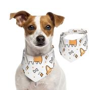 Cute Corgi Dog And Bone Pattern,Dog Bandanas Cotton Pet Scarf Adjustable Bibs for Pet,S