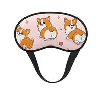 Cute Corgi Dog and Heart Composite Cloth Black Edge Eye Mask Men and Women with Elastic Band