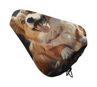 Cute Corgi Dog Bike Seat Cushion Cover Soft Padded Bike Seat Cover for Men Women Comfort, Waterproof Road Bikes Saddle Covers with Drawstring Replacement Exercise Seats Cushion for Mountain Bikes