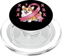 Cute Corgi Dog Breast Cancer Awareness Pink Ribbon Men Women PopSockets PopGrip for MagSafe