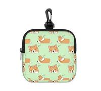 Cute Corgi Dog, Coin Purse Square Zipper Storage Bag, Change Pouch with Lobster Buckle Clasp Buckle, Change Purse