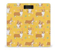 Cute Corgi Dog Colorful Footprints Digital Scales for Body Weight - Bright LCD Display Digital Weight Scales Bathroom with Automatic Power On/Off - Sturdy Tempered Glass Surface