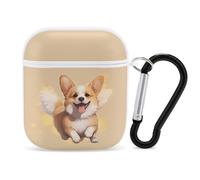 Cute Corgi Dog Earphone Case Cover Compatible with AirPods 1&2 Shockproof Bluetooth Headset Case White-style