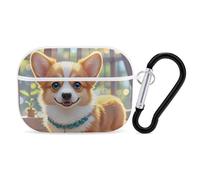Cute Corgi Dog Illustration AirPod Pro Case, Anti Scratch Hard PC Cover with Keychain, AirPod Pro 2nd/1st Case Accessories for Women Men, White-Style