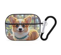 Cute Corgi Dog Illustration AirPod Pro Case, Anti Scratch Hard PC Cover with Keychain, AirPod Pro 2nd/1st Case Accessories for Women Men, Black-Style