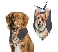 Cute Corgi Dog Illustration Dog Bandana Triangle Dog Scarf Washable Polyester Dog Bibs Cute Pet Bandana for Medium Large Dogs Puppy and Cats