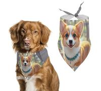 Cute Corgi Dog Illustration Dog Bandanas for Feeding Grooming, Triangle Pet Bibs Washable Pets Scarf for Cats & Dogs