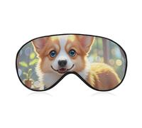 Cute Corgi Dog Illustration Eye Mask for Women & Men, Breathable & Adjustable Eye Cover, Ultra Soft Sleep Mask, Lightweight Travel Blindfold for Airplane, Nap, Night Sleeping