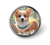 Cute Corgi Dog Illustration Round Badge for Men Women, Durable & Stylish Lapel Pins, Lightweight Metal Badges for Shirts, Jackets, Hats