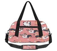 Cute Corgi Dog Kids Overnight Duffle Bags Boys Girls Teen Pink Welsh Dogs Sports Gym Bag for Weekender Travel Gymnastics Dance Ballet
