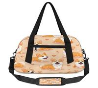 Cute Corgi Dog Kids Overnight Duffle Bags Boys Girls Teen Welsh Dogs Sports Gym Bag for Weekender Travel Gymnastics Dance Ballet
