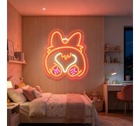 Cute Corgi Dog LED Sign for Wall Decor USB Powered Dimmable Corgi Dog Butt Neon Light Animal Neon Light Up Sign for Pet Shop Birthday Christmas Pet Lover Gift Children's Room (11.4 * 12.6 in)