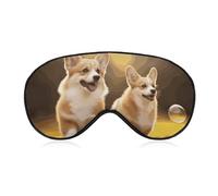 Cute Corgi Dog Sleep Mask for Women Men Side Sleeper Eye Cover with Adjustable Strap Soft Breathable Blackout Mask Slip-Free Deep Sleeping Travel Essentials
