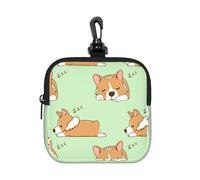 Cute Corgi Dog, Square Zipper Storage Bag, Neoprene Coin Purse, Small Wallets, Change Pouch, Change Purse