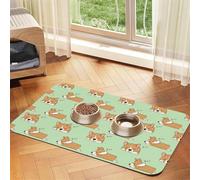 Cute Corgi Dog,Waterproof Pet Feeding Mat,Cat Dog Placemats for Food and Water, PU Leather Food Mats,40x60cm
