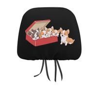 Cute Corgi Dogs Nuggets Funny Car Headrest Covers Accessories Interior Universal Washable