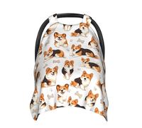 Cute Corgi Dogs Print Baby Car Seat Covers, Breathable Nursing Cover Breastfeeding Cover, Stroller Covers, Multi-use Infant Carseat Canopy, Baby Boys Girls Newborn Essentials