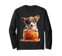 Cute Corgi Dripping Pumpkin Candy Corn Halloween Dog Long Sleeve T-Shirt