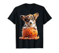 Cute Corgi Dripping Pumpkin Candy Corn Halloween Dog T-Shirt