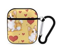 Cute Corgi Earphone Case Cover Compatible with AirPods 1&2 Shockproof Bluetooth Headset Case Black-style