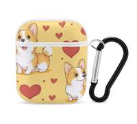 Cute Corgi Earphone Case Cover Compatible with AirPods 1&2 Shockproof Bluetooth Headset Case White-style