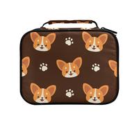 Cute Corgi Face and Paw Pattern Colored Pencil Bag Large Capacity Pencil Case for Colouring Pencils Pen Bag Marker Organizer