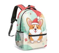 Cute Corgi Floral All Over Print Rucksack 16 Inch Kids Backpack for Primary & Secondary Students Playful Cartoon Dog Patterned School Bag (14)