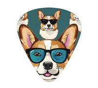 Cute Corgi Glasses And Mustaches Printed Guitar Pick 12 Pieces Guitar Pick In A Box The Makes Sound Clear Ukulele Electric Acoustic Guitar Bass (0.46 0.71 0.96mm)