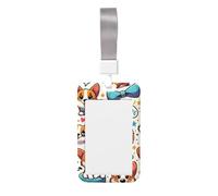Cute-Corgi-Kawaii Abs Vertical Id Badge Holder, Name Badge with Clear Scanning Film